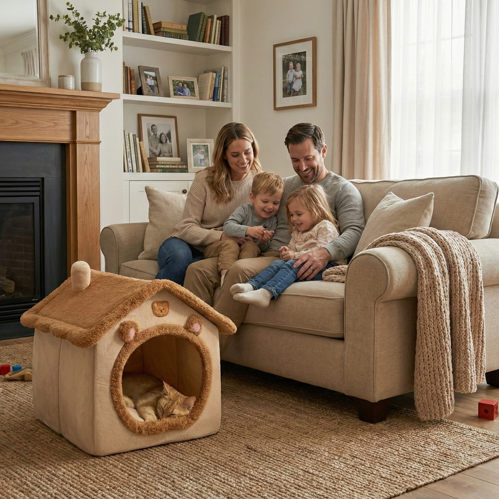 Maison lit pour chat douce et pliable – Modèle MatouNest