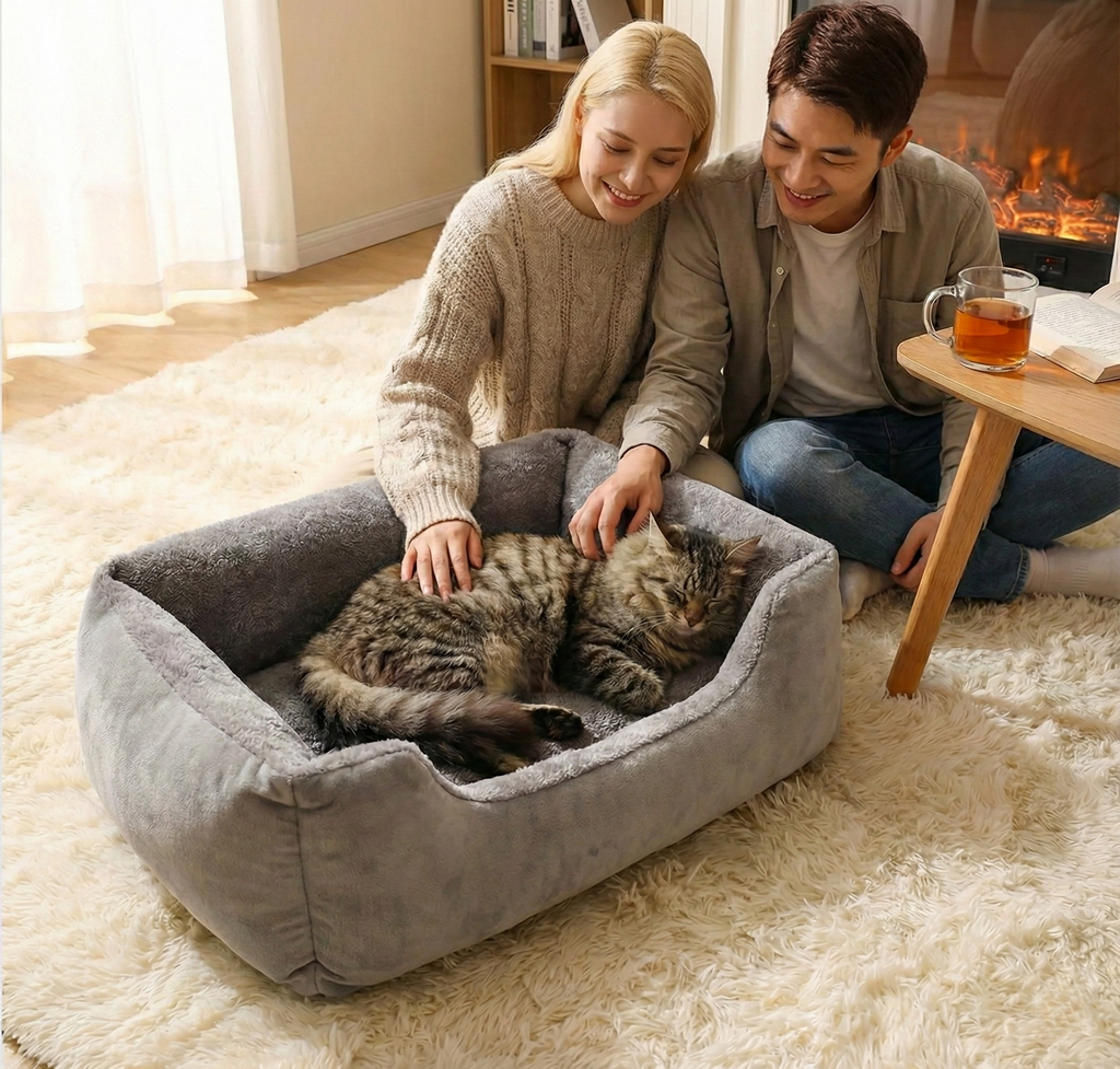 Lit en peluche avec rebords pour chat – Modèle MatouNest