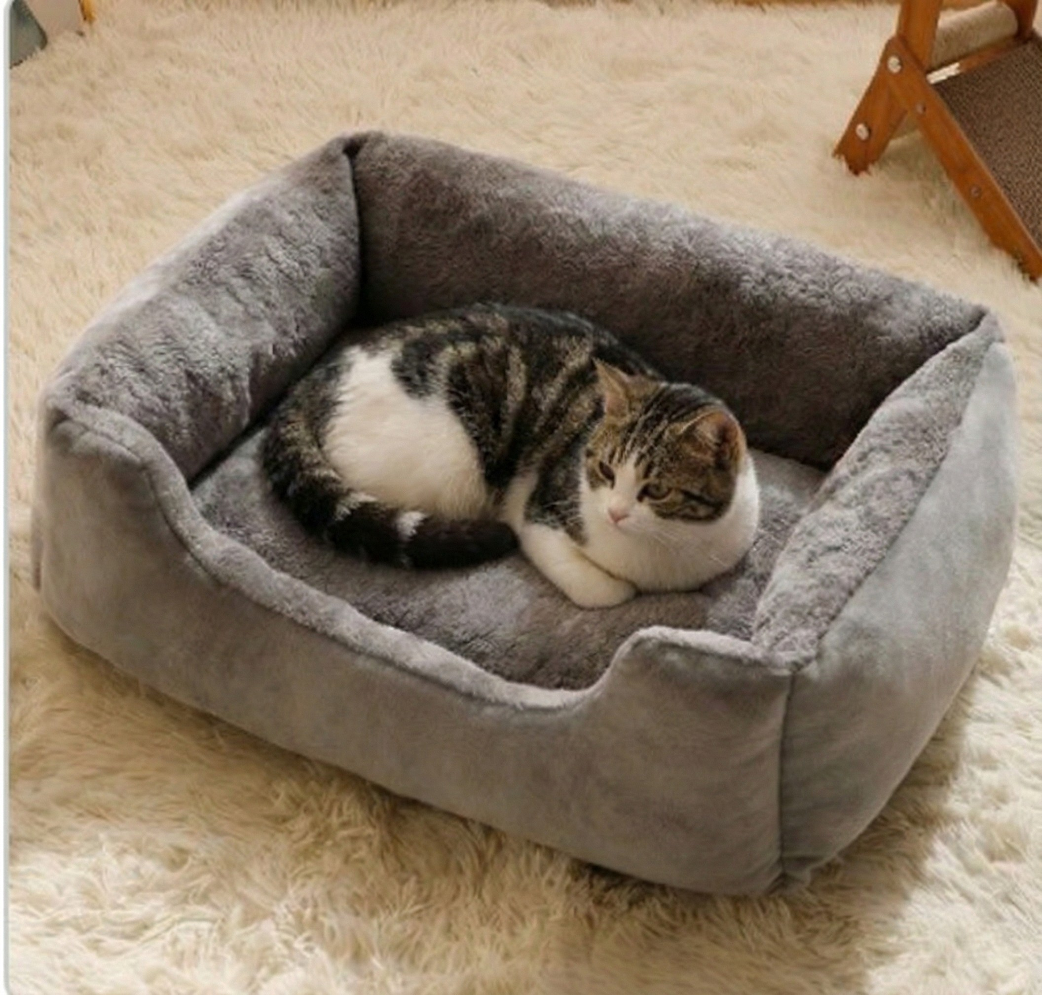 Lit en peluche avec rebords pour chat – Modèle MatouNest